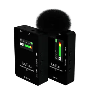 Mikrofon nirkabel VM10 terbaru, frekuensi dapat dipilih kerah jarak tinggi 2.4G 1V1 mikrofon lavalier untuk PC, Rekam Vlog, Live