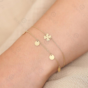 Conjunto de Collar y Pulsera Gemnel Minimalista con Cadena Delgada y Colgante de Moneda Plana para Mujer - Product Image 3
