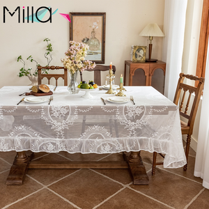 <span class=keywords><strong>2025</strong></span> mới đến màu trắng màu xanh lá cây ren thêu Khăn trải bàn cho nhà bên ngoài trời sự kiện trang trí đám cưới - Product Image 3