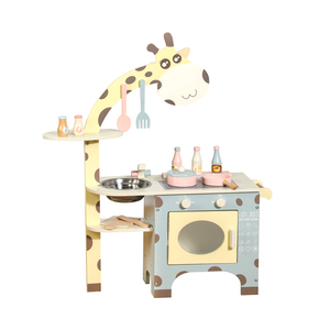 Giraffa in legno giocattoli di cottura per ragazzi ragazze <span class=keywords><strong>cucina</strong></span> Play House macchina da caffè stufa realistica in legno per bambini gioco fantasioso - Product Image 1