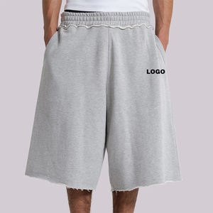 Pantalones Cortos de Algodón Estilo Jogger, 100% Algodón, Pantalones Deportivos Vintage para Hombre, de Alta Calidad, con Dobladillo sin Rematar, Lavado Ácido, Cintura Elástica - Product Image 1