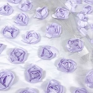<strong>Wholesale</strong> Multi Color 3D <strong>Soft</strong> Chiffon Flower Embroidery Rosette <strong>Lace</strong> <strong>Fabric</strong> for Wedding Deco Table Overlay - Product Image 3