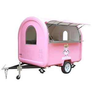珍珠奶茶水果冰淇淋Churros绉纱咖啡车食品车拖车绉纱烧烤移动食品车出售