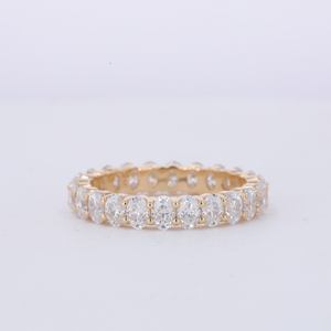 Starsgemファインジュエリー14Kイエローゴールド2.5x3.5mmオーバルカットラボ栽培ダイヤモンドフルセットウェディングリングエタニティバンド - Product Image 1