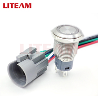 19mm Haute Qualité 12V Étanche IP65 Bouton Poussoir Momentané en Acier Inoxydable Led Illuminé RGB Métal Bouton Poussoir
