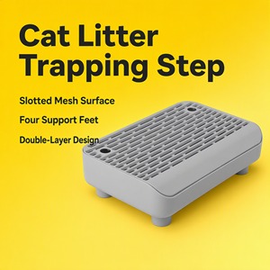 Tapis anti-éclaboussures pour litière de chat en PP avec pédale, récupère la litière et la retourne à la litière d'origine pour usage quotidien - S-2131 - Product Image 2