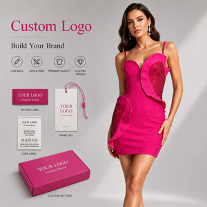 Robe mini sexy en forme de cœur rouge rose à volants pour femmes, robe de soirée scintillante à paillettes, <span class=keywords><strong>tenue</strong></span> d'anniversaire - Product Image 2
