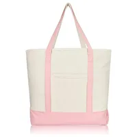 Sac fourre-tout à bandoulière grande capacité en toile de coton robuste, résistant à l'eau, avec fermeture éclair tendance et rivets, pour femme - Idéal pour la plage et les voyages