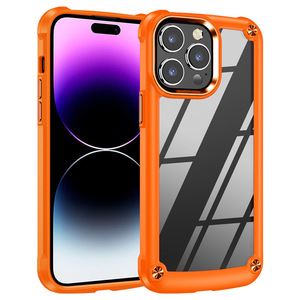 Funda Protectora Resistente a Impactos para <span class=keywords><strong>iPhone</strong></span> 17 16 15 14 13 12 11 Pro Max X XS XR 7 8 Plus, Marco Suave, Híbrida, Transparente - Product Image 1