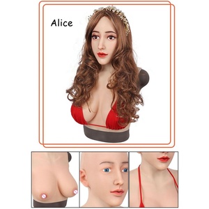URCHOICE Crossdresser Feminino <span class=keywords><strong>Silicone</strong></span> Máscara Cabeça Vídeo Ao Vivo Streaming Forma Mama para Celebridades Internet Anchormen Camgirls - Product Image 3