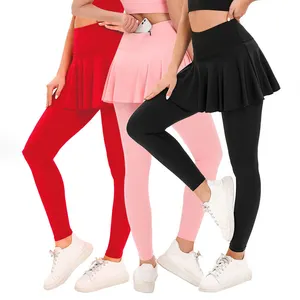 Wholesale High Waist With Dress Tennis Leggings Back Phone Pockets High Quality Breathable Golf Pants Women 2 In 1 Golf Leggings