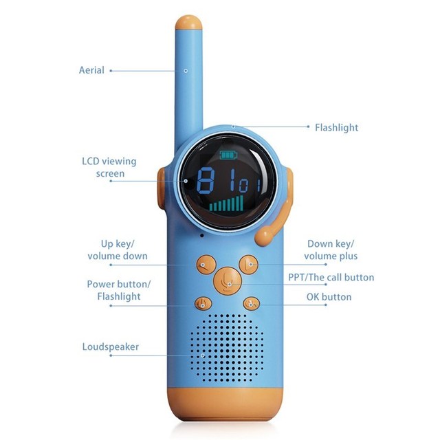 Children Walkie Talkie with Flashlight Encryption Function Color Display Wireless Intercom Toy