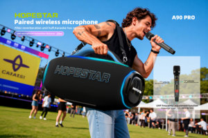 HOPESTAR A90PRO ワイヤレススピーカー 700W 大出力 防水 ポータブル TWS カラオケ RGBライト マイク2本付 - Product Image 3
