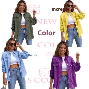 <span class=keywords><strong>Blazer</strong></span> Vaquero Desgastado de Estilo Europeo Americano, Largo Medio, con Flecos, para Mujer, Otoño Invierno, Manga Larga, Casual, con Botones, 3D, Nuevo 2026 - Product Image 2