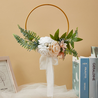 Guirnalda de novia, suministros para fiestas, decoración de boda, arreglo floral hecho a mano, corona de flores rosas, accesorios de decoración