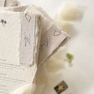 Cartes <span class=keywords><strong>d</strong></span>'<span class=keywords><strong>invitation</strong></span> personnalisées en papier <span class=keywords><strong>d</strong></span>échiré Impression couleur Invitations de menu simples et élégantes pour cartes de bénédiction - Product Image 5