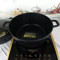 Casserole classique à double anse antiadhésive et épaissie pour soupes et sautés, avec couvercle en verre
