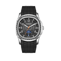 Montre mécanique pour homme avec cadran texturé en forme de boule de saumon, phase de lune, date, étanche 5ATM, bracelet en maille noire en silicone et caoutchouc