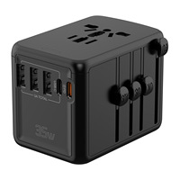 Chargeur de voyage GaN 35W PD, adaptateur de voyage universel à double USB-C à charge rapide, convertisseur de prise universel pour téléphone, tablette, ordinateur portable