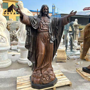 Statue religieuse en bronze coulée à la main sur mesure, sculpture antique de Jésus tenant des enfants pour projet de paysagisme d'église - Product Image 5