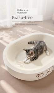 Cuccia per Gatti Bianca e Gialla con Tiragraffi Grande Diametro in Cartone Ondulato Resistente all'Usura e ai Graffi, Non Danneggia le Unghie - Product Image 4