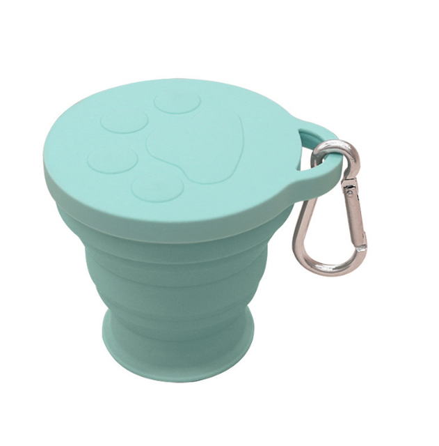 YDS Reusable To-Go Pocket Size Silicone Bottle Collapsible Travel Cup with Lid for Hot and Cold Drinks Cups Round Cup