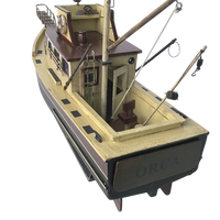 Bateau de Chasse au Requin Orca en Bois de 37 cm, Modèle inspiré du film 'Jaws' de Steven Spielberg, Décoration Nautique Rustique et Antique, Vente en Gros