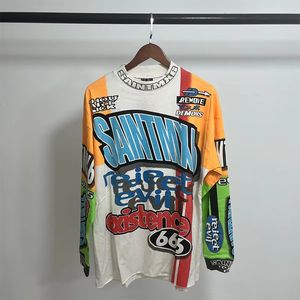 Coton de haute qualité sur la taille T-shirt hommes Streetwear Hop lettre Graffiti imprimé Saint <span class=keywords><strong>Michael</strong></span> T-Shirt à manches longues - Product Image 5