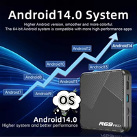 R69 PRO Android 14 Smart TV Box WiFi 6 LAN 1000M 8K UHD IPTV OTT Reproductor Multimedia de Streaming WiFi de Doble Banda Decodificador