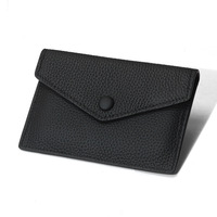 Dompet Wanita Kulit Sapi Asli Model Amplop Lucu untuk Kartu Kredit dan Bisnis, Tempat Kartu Kulit Sapi untuk Wanita