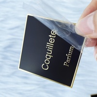 Étiquette de logo en relief imperméable à haute viscosité pour flacon de parfum en verre en aluminium métallique, conception personnalisée avancée, impression décorative