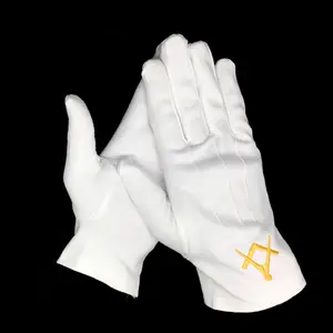 White Royal Arch Mason Masonic Gants Brods Jaunes Guantes Bordados Gants Brods Yellow Embroidered Gloves