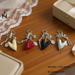 Portachiavi con Ciondolo a Cuore in Argento, Serie Amore, 300 Pezzi in Scatola, Accessorio di Moda - Product Image 3