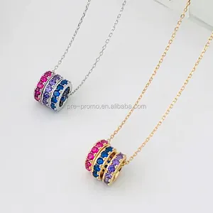 Factory Wholesale Wholesale Silver And Gold Circle Necklace Zircon Pendant Necklace