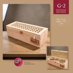 กล่องเก็บของทำมือจากอินเดีย รุ่น G-2 ขนาด 13x5x3.75 นิ้ว พร้อมขวดโหล 3 ใบ กล่องของขวัญไม้ทำมือสำหรับของที่ระลึก - Product Image 4
