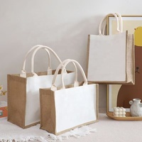 Sacs fourre-tout en toile de jute réutilisables personnalisés en usine, avec poignée en corde de jute, écologiques, en plusieurs tailles, pour le shopping et les cadeaux