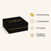 Boîte cadeau noire personnalisée minimaliste avec logo doré, étui de présentation de luxe en carton rigide pour bijoux de marque, idéal pour les boutiques