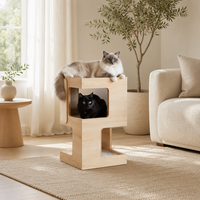 Meuble pour chat moderne en bois, type table de chevet, avec lit, griffoir, perchoir, 3 niveaux et base antidérapante