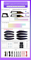 Pour les séries 3/4 (F30/F32) : éclairage du tableau de bord RGB, température de couleur réglable (6000-6500K), protection IP67, matériau ABS+LED