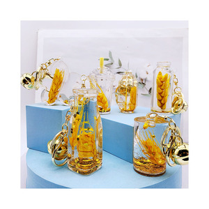 Nuovo Portachiavi in Acrilico con Effetto Olio, Bottiglia con Sabbie Mobili a Forma di <span class=keywords><strong>Spiga</strong></span> di Grano, Decorazione Pendente per Auto e Borse, Vendita all'Ingrosso - Product Image 1