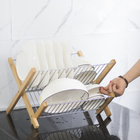Égouttoir à vaisselle pliable en acier, plastique et bambou pour cuisine, support de rangement de comptoir, personnalisable, conception OEM, organisation de cuisine