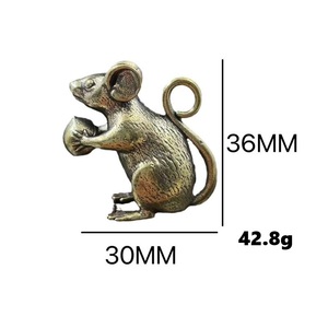 Ratón de Latón Antiguo para Atraer la Fortuna, Adorno de Latón del Zodiaco Chino, Decoración de Escritorio de Oficina, Artesanía - Product Image 2