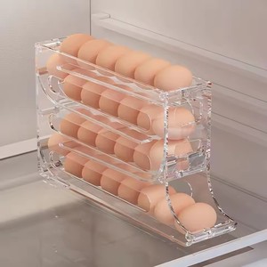 Dispensador de huevos rodantes de <span class=keywords><strong>4</strong></span> niveles, dispensador automático de rodillos de huevos que ahorra espacio, estante de exhibición, organizador para almacenamiento de refrigerador de cocina - Product Image 2