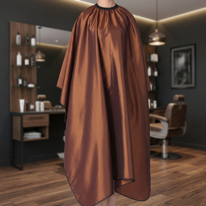 Capa de Barbero Profesional Impermeable de Poliéster con Clip Metálico Ajustable Marrón - Product Image 2
