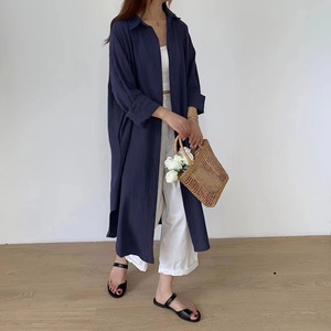 Nouveau coton lin couleur unie hauts femmes à manches longues lâche <span class=keywords><strong>chemise</strong></span> robes - Product Image 6