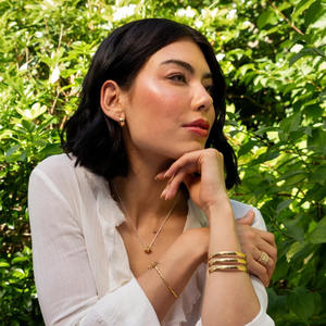 Brazalete en capas de acero inoxidable chapado en oro de 18 quilates para pulsera Europa estilo de moda <span class=keywords><strong>Simple</strong></span> joyería de mujer brazalete elegante - Product Image 4