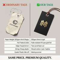 Etiquetas Colgantes Personalizadas con Logotipo Rojo y Blanco para Ropa, Cartulina Impresa en 3D con Cordón de Yute para Ropa de Marca Premium y Streetwear