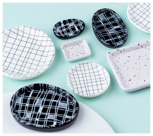 Fée jardin <span class=keywords><strong>bricolage</strong></span> <span class=keywords><strong>cuisine</strong></span> Miniature maison de poupée réaliste carré rond Rectangle nourriture fruits résine assiette servir bijoux plateau enfant jouet - Product Image 3