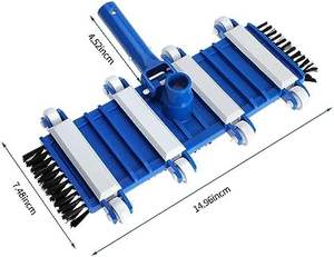 Tête d'aspirateur <span class=keywords><strong>de</strong></span> <span class=keywords><strong>piscine</strong></span> en plastique écologique robuste <span class=keywords><strong>de</strong></span> 14 pouces, brosses latérales inférieures, conception flexible lestée, poignée en aluminium, lithium - Product Image 2