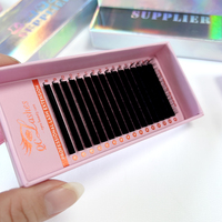 Vente en gros de plateau d'extensions de cils en vison en cachemire de marque privée 0.03 plateau de cils individuel méga volume russe noir foncé mat